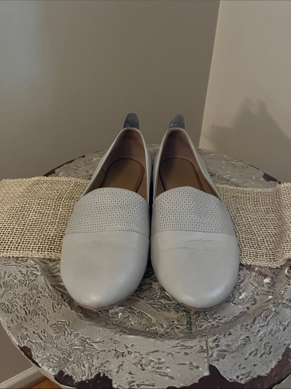 Bueno Light Gray Perforated Slip-On Loafers